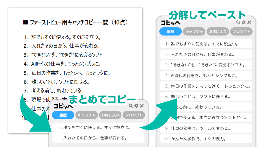 分解で1行ずつに展開